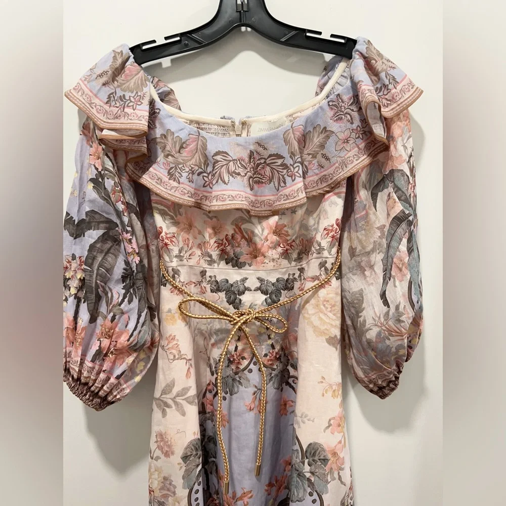 🔥NWT AU0 Zimmermann Wylie Off-The-Shoulder Midi-Dress - Picture 4 of 16